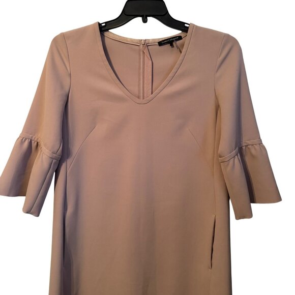 Luisa Cerano Blush Pink V-Neck Dress With Flared Sleeves Size 6 women dress - Picture 7 of 11